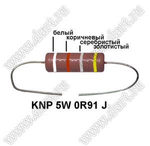KNP 5W 0R91 J резистор проволочный; 5 Вт; 0,91(Ом); 5%