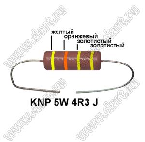 KNP 5W 4R3 J резистор проволочный; 5 Вт; 4,3(Ом); 5%