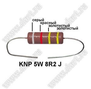 KNP 5W 8R2 J резистор проволочный; 5 Вт; 8,2(Ом); 5%