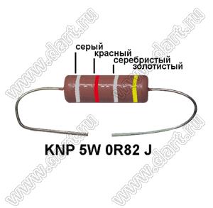 KNP 5W 0R82 J резистор проволочный; 5 Вт; 0,82(Ом); 5%