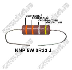KNP 5W 0R33 J резистор проволочный; 5 Вт; 0,33(Ом); 5%