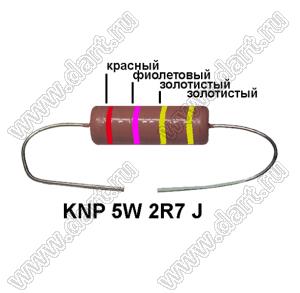 KNP 5W 2R7 J резистор проволочный; 5 Вт; 2,7(Ом); 5%