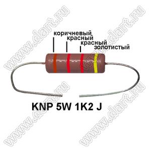 KNP 5W 1K2 J резистор проволочный; 5 Вт; 1,2кОм; 5%