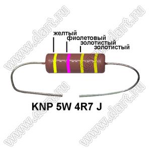 KNP 5W 4R7 J резистор проволочный; 5 Вт; 4,7(Ом); 5%