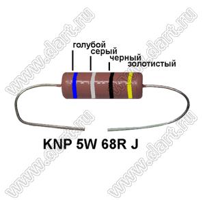 KNP 5W 68R J резистор проволочный; 5 Вт; 68(Ом); 5%