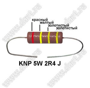 KNP 5W 2R4 J резистор проволочный; 5 Вт; 2,4(Ом); 5%