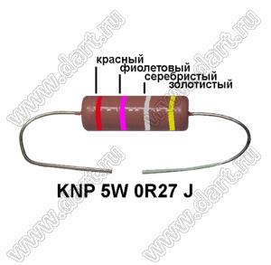 KNP 5W 0R27 J резистор проволочный; 5 Вт; 0,27(Ом); 5%
