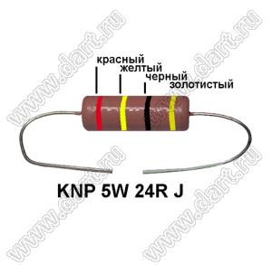KNP 5W 24R J резистор проволочный; 5 Вт; 24(Ом); 5%