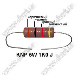 KNP 5W 1K0 J резистор проволочный; 5 Вт; 1,0кОм; 5%