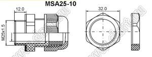 MSA25-10 кабельный ввод; 10,5-6мм; C1=25мм; нержавеющая сталь