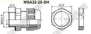 MSA32-25-SH кабельный ввод, тепло- и холодо-стойкий; 25-18мм; C1=32мм; нержавеющая сталь