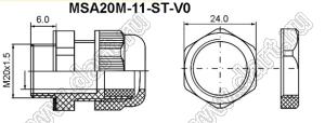 MSA20M-11-ST-V0 кабельный ввод, огнестойкий; 11,1-7мм; C1=20мм; нержавеющая сталь
