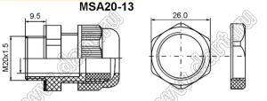 MSA20-13 кабельный ввод; 14-9мм; C1=20мм; нержавеющая сталь
