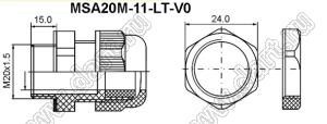 MSA20M-11-LT-V0 кабельный ввод, огнестойкий; 11,1-7мм; C1=20мм; нержавеющая сталь