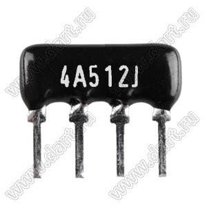 SIP 4P3R-A5K1J 5% (4A512J) сборка резисторная тип A; 3 резистора; R=5,1 кОм; 5%