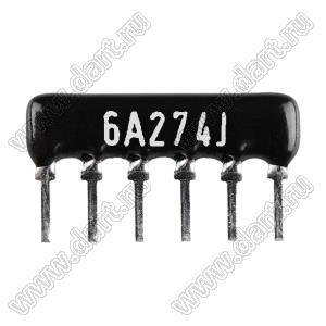 SIP 6P5R-A270KJ 5% (6A274J) сборка резисторная тип A; 5 резисторов; R=270 кОм; 5%