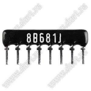 SIP 8P4R-B680RJ 5% (8B681J) сборка резисторная тип A; 4 резистора; R=680 (Ом); 5%
