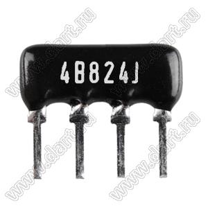 SIP 4P2R-B820KJ 5% (4B824J) сборка резисторная тип A; 2 резистора; R=820 кОм; 5%