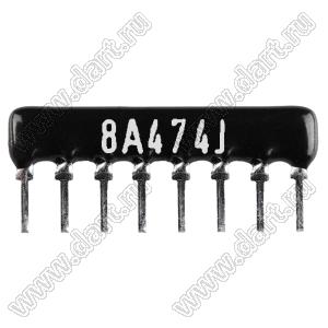 SIP 8P7R-A470KJ 5% (8A474J) сборка резисторная тип A; 7 резисторов; R=470 кОм; 5%