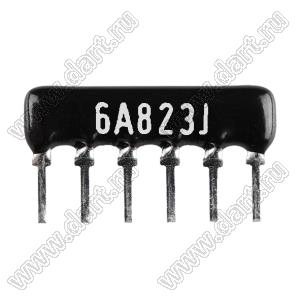 SIP 6P5R-A82KJ 5% (6A823J) сборка резисторная тип A; 5 резисторов; R=82 кОм; 5%