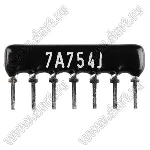 SIP 7P6R-A750KJ 5% (7A754J) сборка резисторная тип A; 6 резисторов; R=750 кОм; 5%