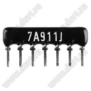SIP 7P6R-A910RJ 5% (7A911J) сборка резисторная тип A; 6 резисторов; R=910 (Ом); 5%