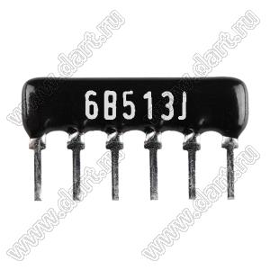 SIP 6P3R-B51KJ 5% (6B513J) сборка резисторная тип A; 3 резистора; R=51 кОм; 5%