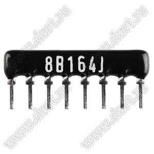 SIP 8P4R-B160KJ 5% (8B164J) сборка резисторная тип A; 4 резистора; R=160 кОм; 5%
