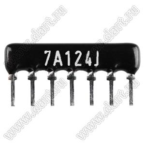 SIP 7P6R-A120KJ 5% (7A124J) сборка резисторная тип A; 6 резисторов; R=120 кОм; 5%
