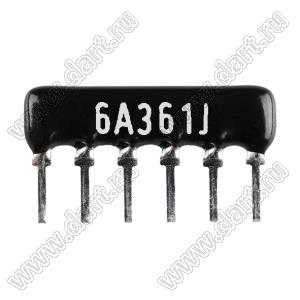 SIP 6P5R-A360RJ 5% (6A361J) сборка резисторная тип A; 5 резисторов; R=360 (Ом); 5%