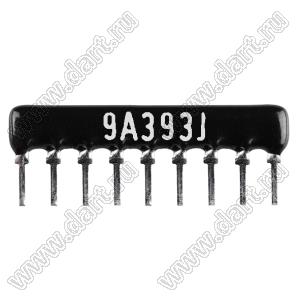 SIP 9P8R-A39KJ 5% (9A393J) сборка резисторная тип A; 8 резисторов; R=39 кОм; 5%