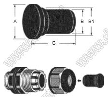 SPR-092-B герметичная заглушка для металлических кабельных вводов; A=15,5мм; B=9,2мм; B1=12,7мм; C=18мм; этиленопропилен (EPDM); черный