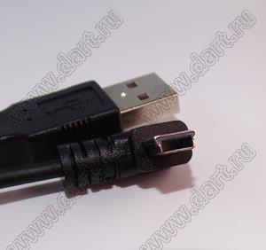 USB/AM-150-mini-USB-angle кабель переходник USB/AM -мини USB угловой с "пружиной" черный; L=1,5м