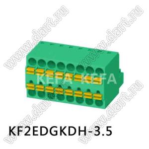 KF2EDGKDH-3.5-12P-14 розетка двухрядная на провод с прямыми входами проводов под пружинные зажимы; шаг=3,5мм; I max=8/7А (UL/ICT); U=300/250В (UL/ICT); 6-конт.