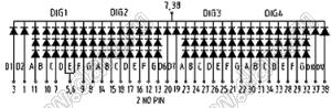 BJ42501DE индикатор светодиодный; 2.5"; 4-разр.; 7-сегм.; оранжевый; общий катод