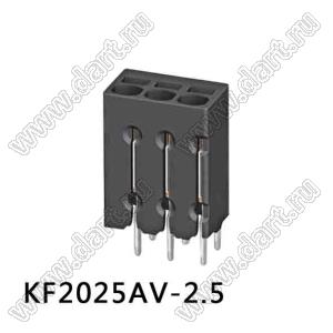 KF2025AV-2.5-04P-13 клеммник нажимной прямой, для выводного монтажа; шаг=2,5мм; I max=6/6А; U=150/160В; 4-конт.