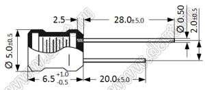 RLB0608-270KL дроссель с аксиальными выводами; L=27,0±10%мкГн (при 1 кГц); I max=430мА