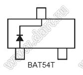 BAT54T (SOT-523) диод Шоттки SMD; IF(AV)=200мА; VR=30В
