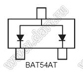 BAT54AT (SOT-523) диодная сборка SMD, два диода Шоттки с общим анодом; IF(AV)=200мА; VR=30В