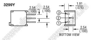 3299Y-1-504LF (500K) резистор подстроечный многооборотный; R=500кОм