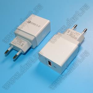 YSY-381 адаптер сетевого питания выход USB 5V2.4A; Uвх=100-240В (перем.); Uвых=5В (пост.); Iвых=2,4А; белый