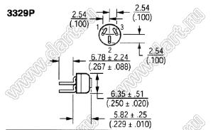3329P-1-105 (1M0) резистор подстроечный, однооборотный; R=1МОм