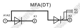 MFA25A1600V-DT модуль силовой диодно-тиристорный с общим анодом; I max=25А; V max.=1600В