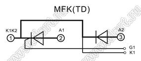 MFK130А1600V-TD модуль силовой диодно-тиристорный; I max=130А; V max.=1600В