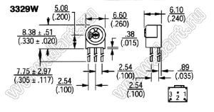 3329W-1-204 резистор подстроечный, однооборотный; R=200кОм