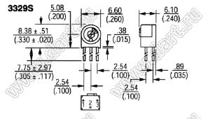 3329S-1-500 резистор подстроечный, однооборотный; R=50(Ом)