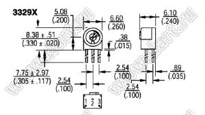 3329X-1-251 (250R) резистор подстроечный, однооборотный; R=250(Ом)