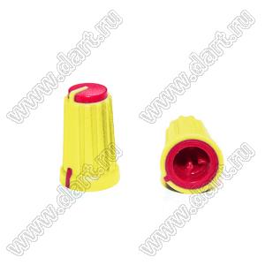 BLKN11.5x19-F6-YR ручка для потенциометра, вал с лыской; корпус желтый; цвет вставки: красный