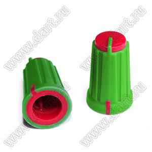 BLKN11.5x19-F6-ER ручка для потенциометра, вал с лыской; корпус зеленый; цвет вставки: красный