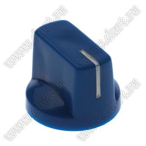 B236-19x14-6-UW ручка для потенциометра, насадочное отверстие под вал с лыской; корпус синий; цвет вставки: белый; пластик ABS